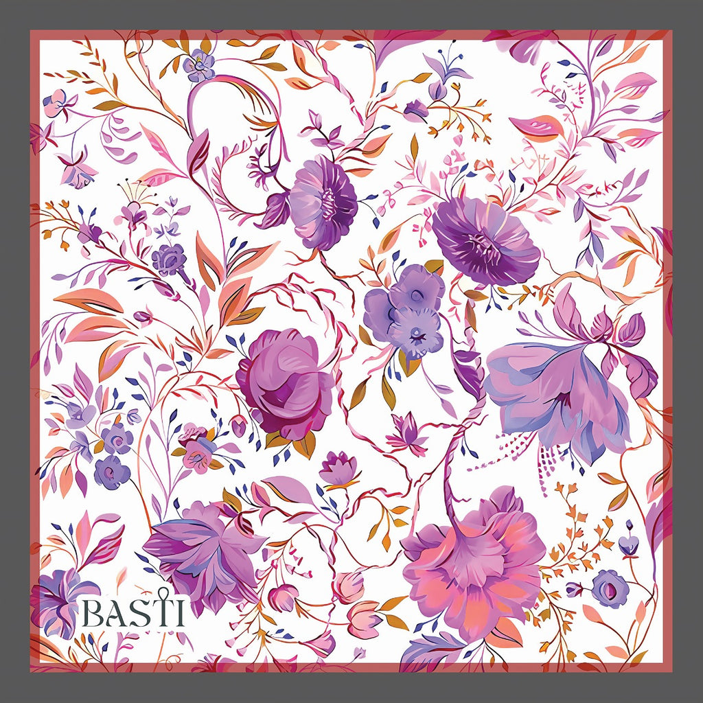 Vibrant Flowers Satin