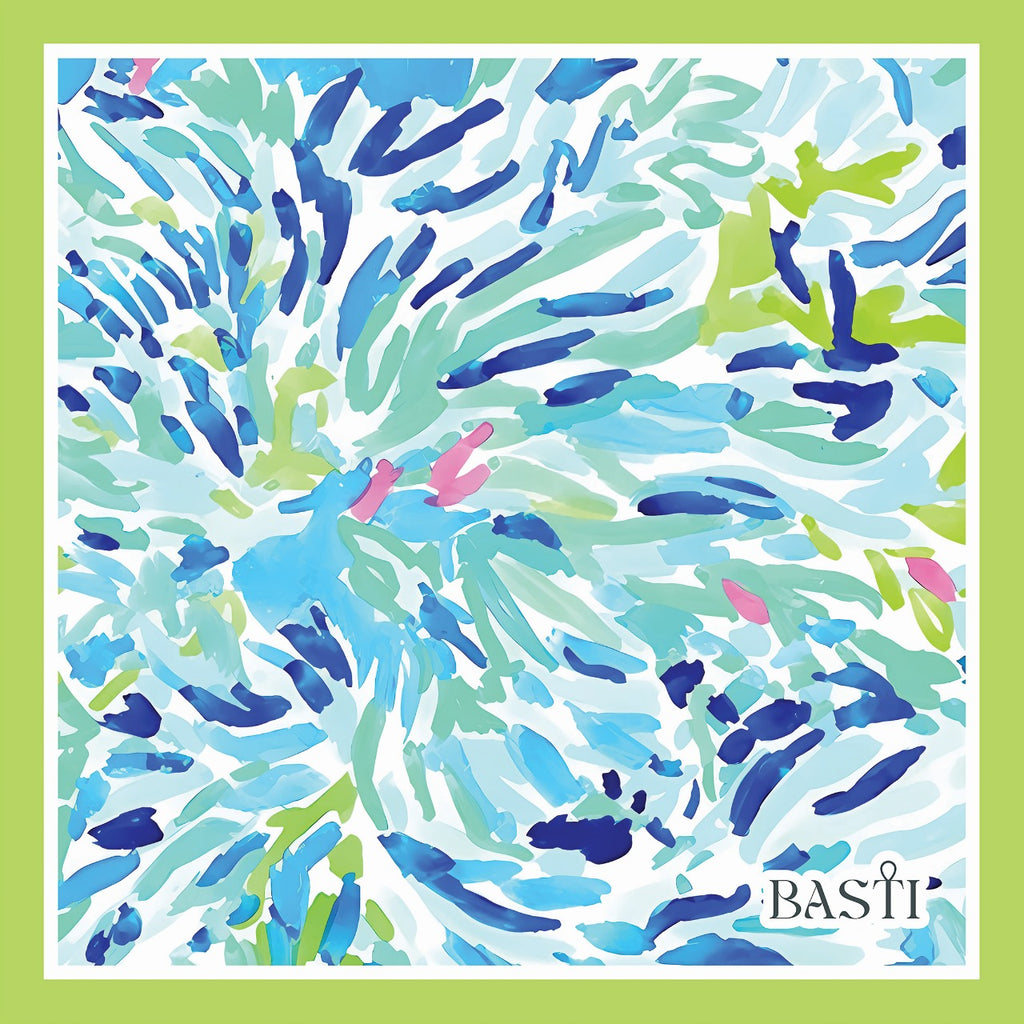 Blue Watercolor Satin