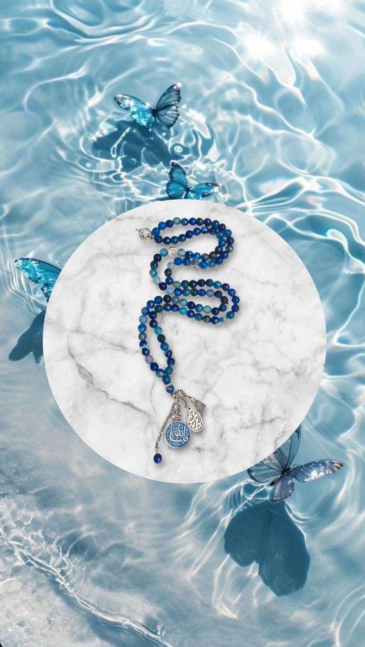 Prayer blue agate beads