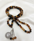 Agate stone and silver metals 99 prayer beads. - BASTI GALLERY