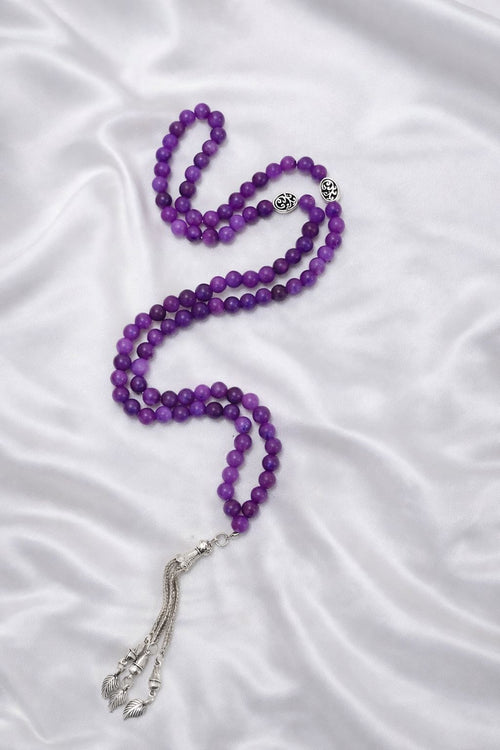 Amethyst Agate Stone 99 prayer beads - BASTI GALLERY