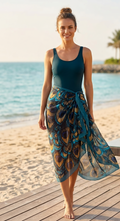 Peacock Chiffon Cash Maillot