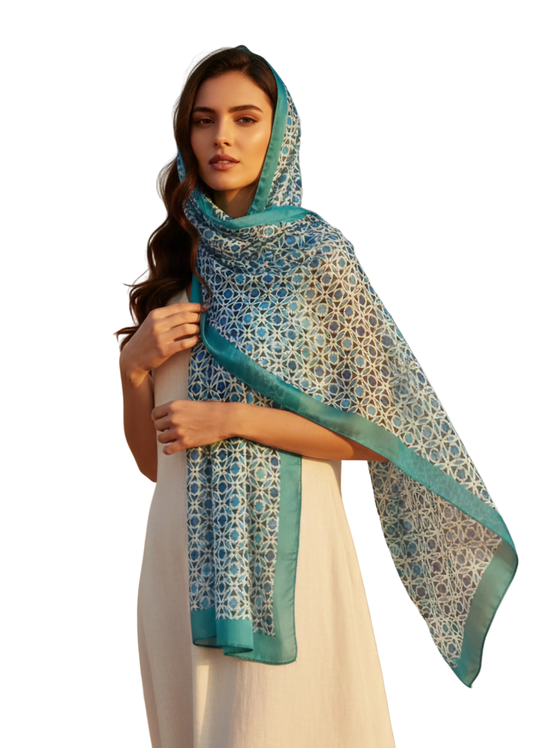 Blue Arabesque Chiffon