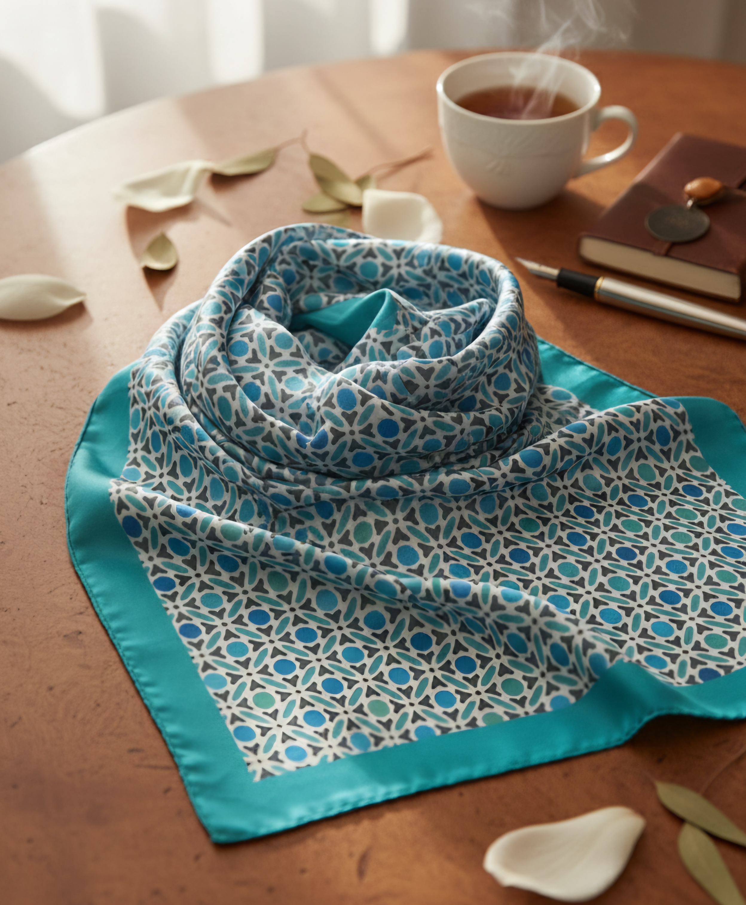 Blue Arabesque Silk