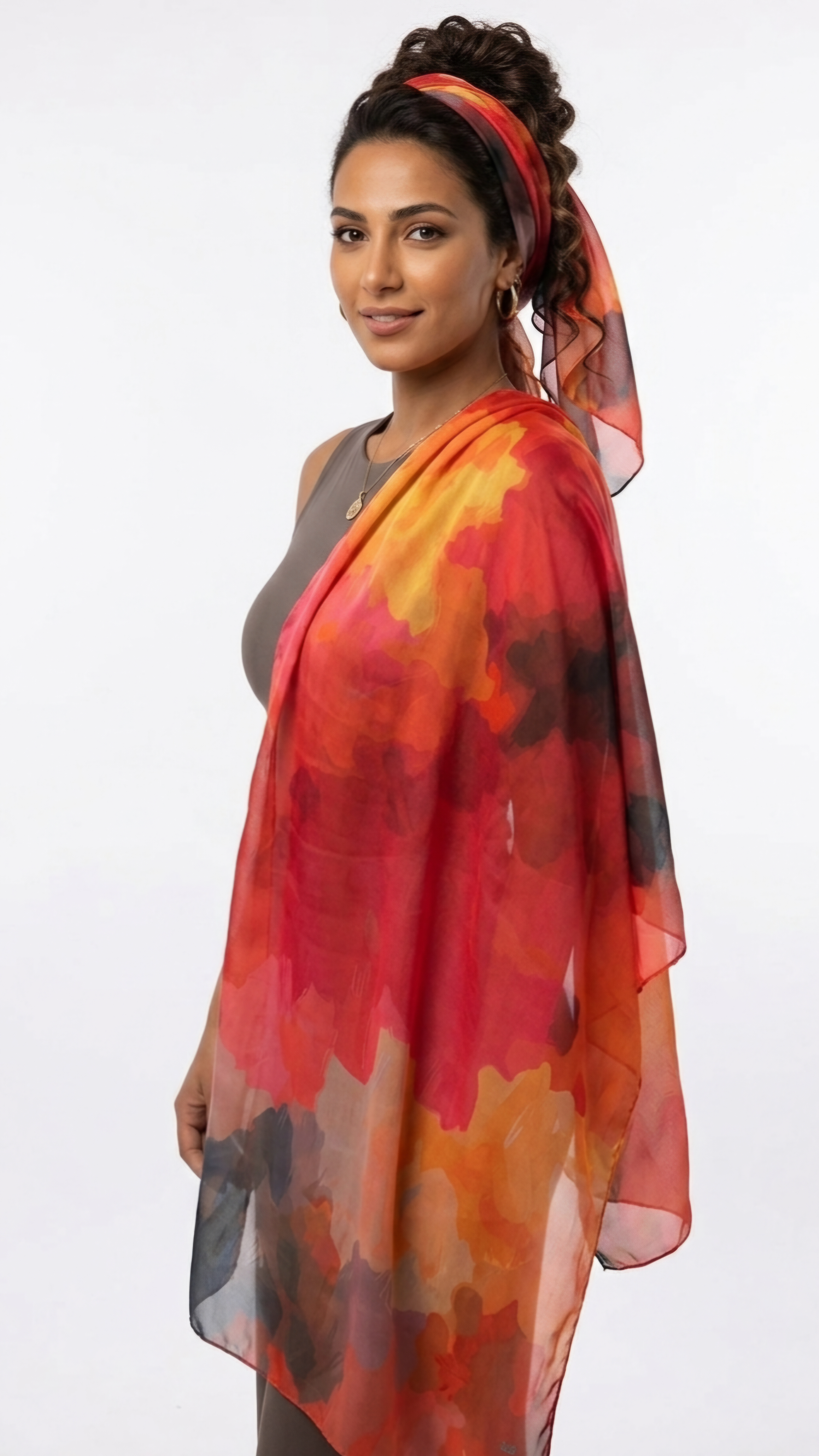 Crimson Bloom Chiffon