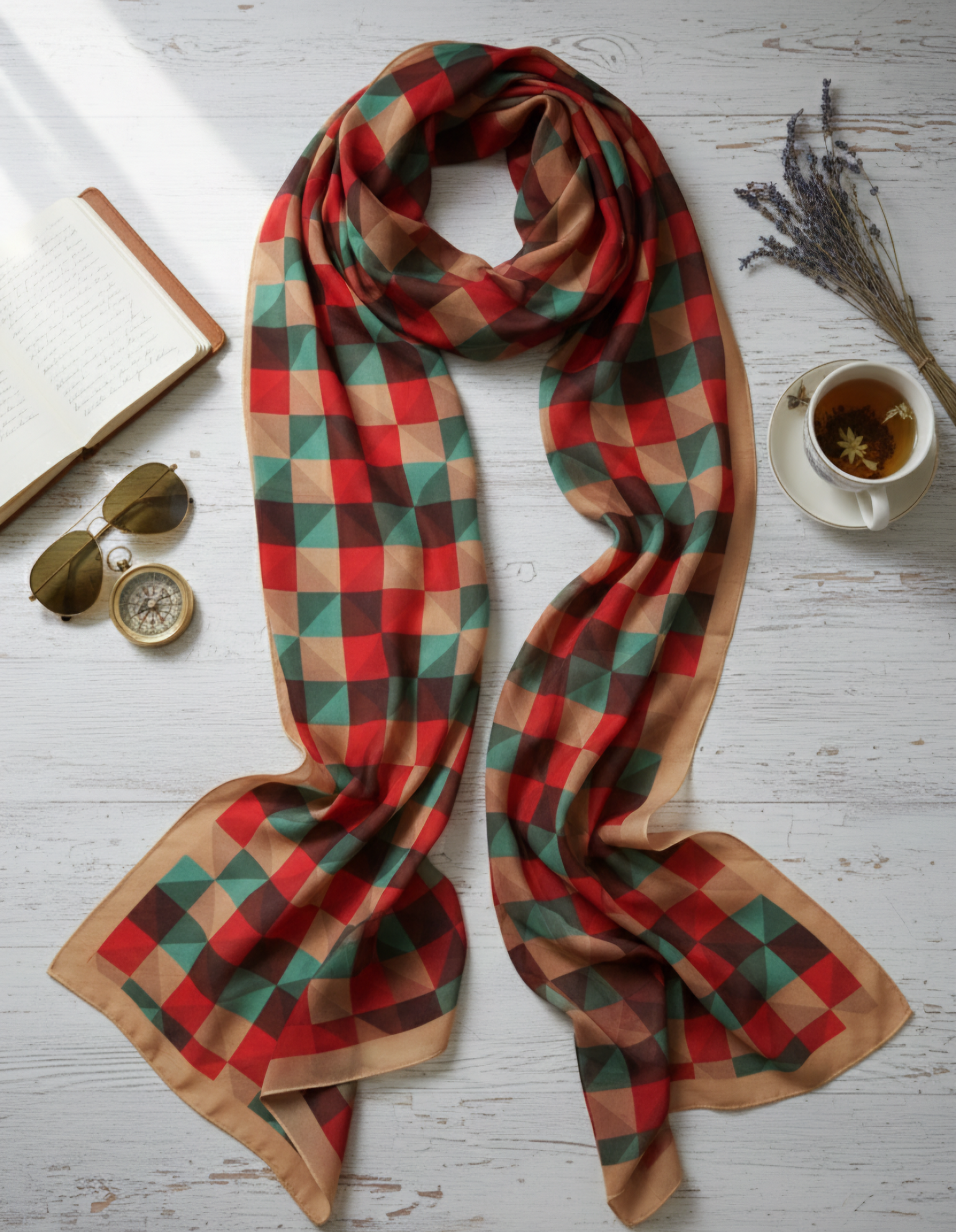 Origami Tapestry Beige Silk