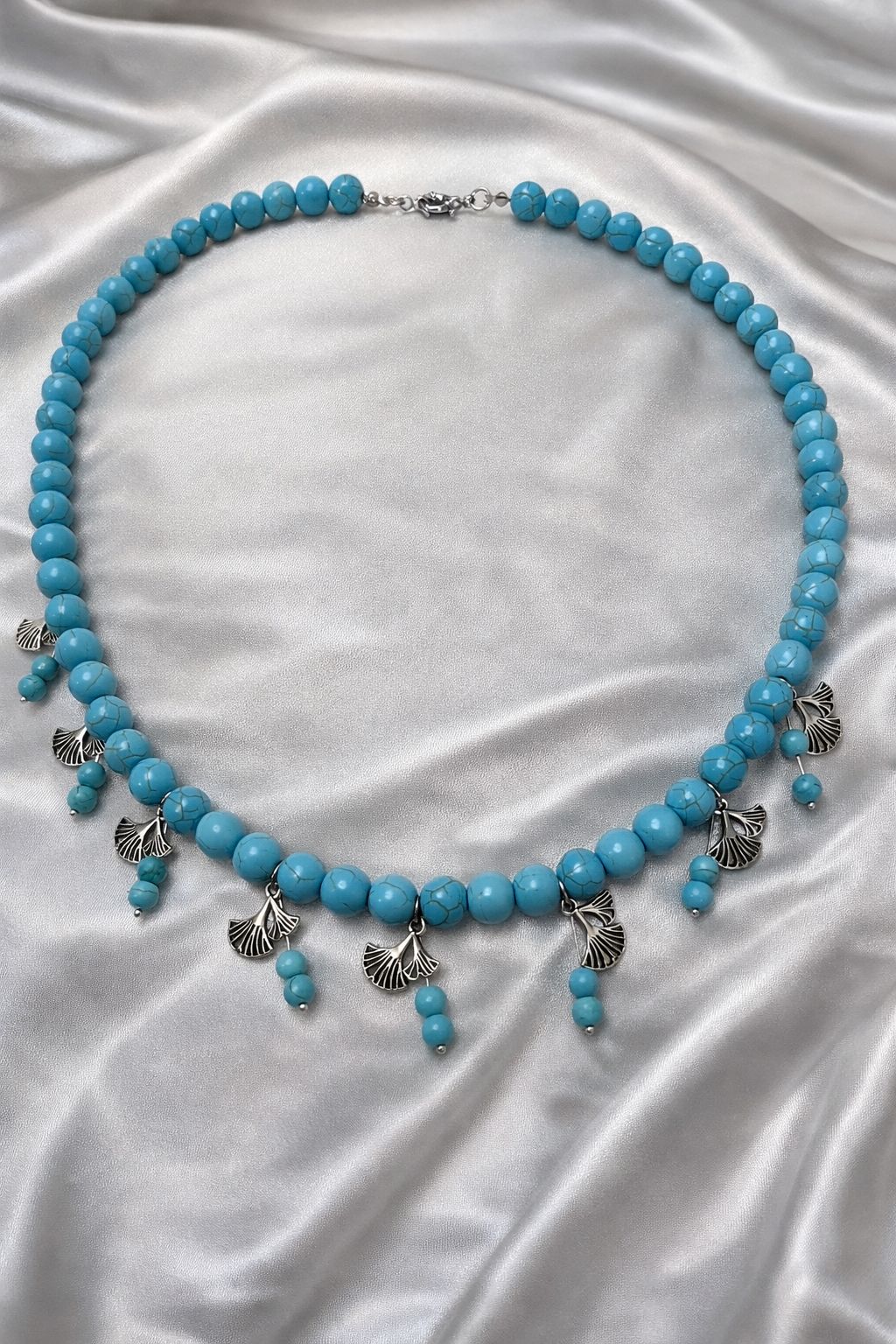 Turquoise lotus flowers necklace - BASTI GALLERY